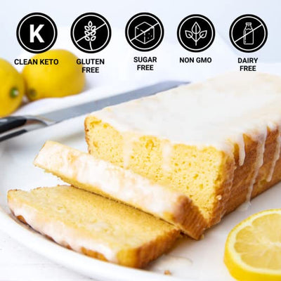 KetoBakes Low Carb Iced Lemon Loaf Mix - 2g Net Carbs - Clean Keto and Gluten Free Lemon Cake Baking Mix - Easy to Bake - No Starches - Non-GMO, Dairy Free, Wheat Free, Diabetic Friendly