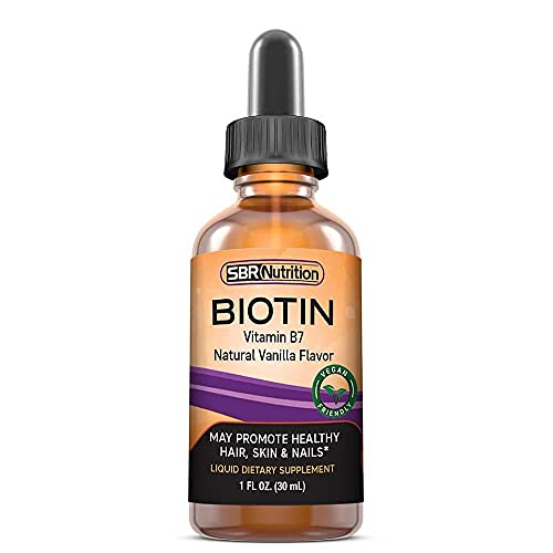 SBR Nutrition Biotin Liquid Drops, 5000mcg per Serving (60) 1.0Fl.oz (30ml) Vanilla