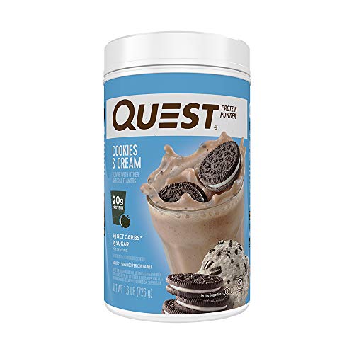Quest Nutrition Cookies & Cream Protein Powder, High Protein, Low Carb, Gluten Free, Soy Free, 25.6 Ounce (Pack of 1)