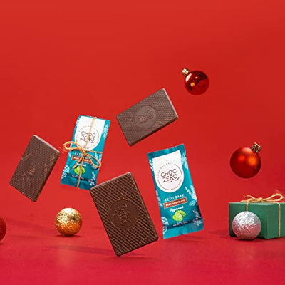 ChocZero's Dark Chocolate Peppermint Christmas Keto Bark. Sugar Free, Low Carb. No Sugar Alcohols. (2 bags, 12 individual Wrapped bars)