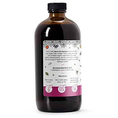 Shire City Herbals, Elderberry Tonic, 16 oz, 32 Daily Shots, Apple Cider Vinegar, Whole, Raw, Organic, Not Heat Processed, Not Pasteurized, Not Diluted, Paleo, Keto, Whole30