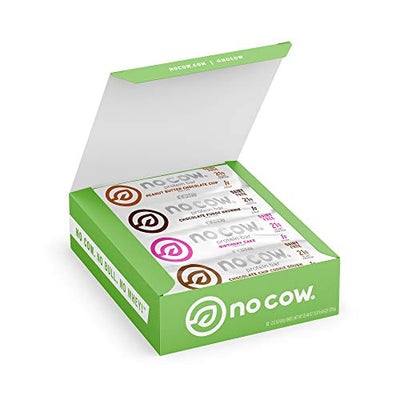No Cow Protein Bars, 12 Flavor Sampler Pack, 20g Plus Plant Based Vegan Protein, Keto Friendly, Low Sugar, Low Carb, Low Calorie, Gluten Free, Naturally Sweetened, Dairy Free, Non GMO, Kosher, 12 Pack