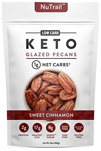 NuTrail™ - Keto Glazed Nuts Snack - Delicious Healthy Nut Mix - Only 1 Net Carb Per Serving - Keto Snacks & Low Carb Food (10 oz) (Glazed Pecans)