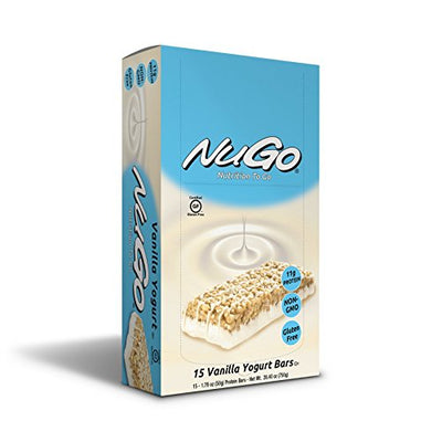 NuGo Protein Bar, Vanilla Yogurt, 11g Protein, 170 Calories, Gluten Free, 1.76 Ounce (Pack of 15)