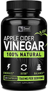 Zeal Naturals Natural Raw Apple Cider Vinegar Capsules (1560mg|120 Capsules) Apple Cider Vinegar Pills w Cayenne Pepper, Fast Weight Loss Cleanse Appetite Suppressant & Bloating Relief