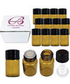 Beauticom 2ML Amber Glass Vial 12 Pieces - for Essential Oils, Aromatherapy, Fragrance, Serums, Spritzes, with Orifice Reducer and Dropper Top