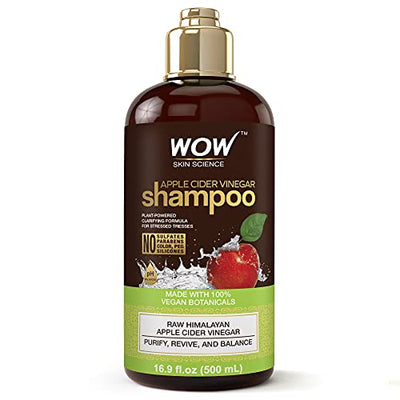 WOW Apple Cider Vinegar Shampoo - Reduce Dandruff, Frizz, Split Ends, For Hair Loss - Clean Scalp & Boost Gloss, Shine - Paraben, Sulfate Free - All Hair Types, Adults & Children - 500 mL