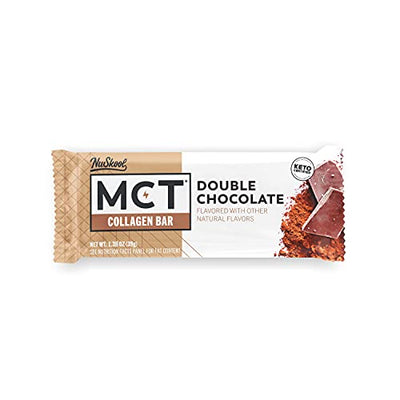 MCT Collagen Bar by NuSkool, Double Chocolate (12 Pack) - Delicious & Clean, Keto Friendly Protein Snacks - 3g Net Carbs - Gluten Free, Dairy Free, Soy Free & Non-GMO