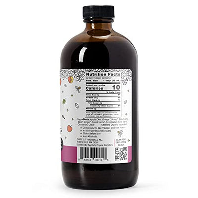 Shire City Herbals, Elderberry Tonic, 16 oz, 32 Daily Shots, Apple Cider Vinegar, Whole, Raw, Organic, Not Heat Processed, Not Pasteurized, Not Diluted, Paleo, Keto, Whole30