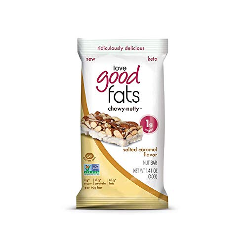Love Good Fats Bars - Salted Caramel Keto Bar - Keto-Friendly Protein Bar - Low Sugar Snacks - Non GMO - Gluten Free Snack - Soy Free - Caramel Keto Snack - White Chocolate Keto Base - Ketogenic Bars