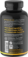 Vitamin D3 + K2 with Organic Virgin Coconut Oil | Plant-Based Vegan D3 (5000iu) with MK7 Vitamin K2 (100mcg) from Chickpea | Non-GMO & Vegan Certified (60 Veggie Softgels)