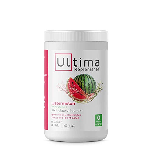 Ultima Replenisher Electrolyte Hydration Powder, Watermelon, 90 Servings - Sugar Free, 0 Calories, 0 Carbs - Gluten-Free, Keto, Non-GMO, Vegan - Potassium, Magnesium, Sodium,