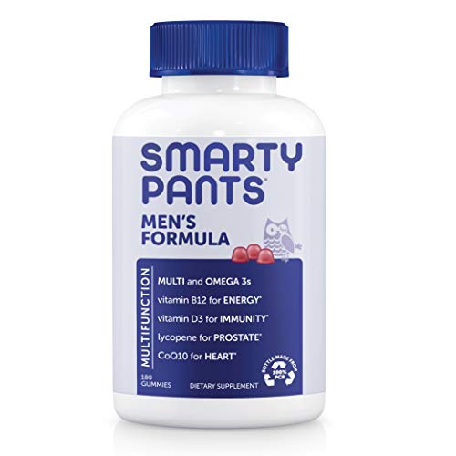 SmartyPants Men's Formula, Daily Multivitamin for Men: Vitamins C, D3, Zinc, Omega 3, CoQ10, & B12 for Immune Support, Energy, Prostate & Heart Health, Fruit Flavor, 180 Gummies (30 Day Supply))
