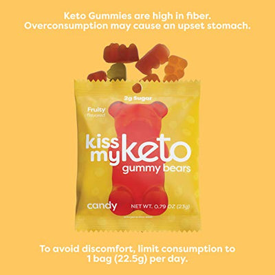 Kiss My Keto Candy Gummy Bears Keto Gummies 12-Pack | Low Sugar (2g), Low Carb (2g-Net) Keto Snack | Corn Fiber & Gluten Free, 40 Calories - Low Carb Candy Naturally Flavored, Soy Free & Non-GMO
