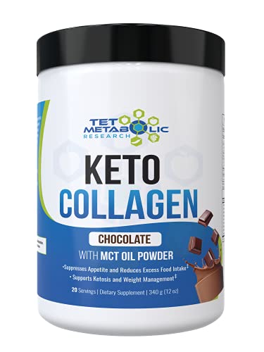 Keto Collagen Protein with MCT Oil Powder from Organic Coconut (Chocolate) 11.5oz. Perfect for Keto Creamer, Snacks. Great for Low Carb Diet Meal Shake Replacement