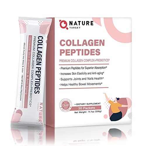 Multi Collagen Peptides Powder - Type I, II, III, V, X - Enhanced Absorption, Hydrolyzed Collagen Peptides with Prebiotics, Sugar-Free, Skin Hair Nail & Joint Support, Non-GMO