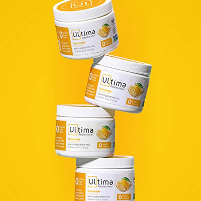 Ultima Replenisher Electrolyte Hydration Powder, Lemonade, 30 Serving Canister - Sugar Free, 0 Calories, 0 Carbs - Gluten-Free, Keto, Non-GMO with Magnesium, Potassium, Calcium