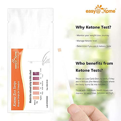 Easy@Home Keto Tests Strips, 50 Urine Ketone Tester Sticks, Monitor Low Carb Ketogenic Diet, Individual Wrapped Pouches, Perfect for Weightloss and FSA Eligible – Ketone Urinalysis Test 50 Tests/Box