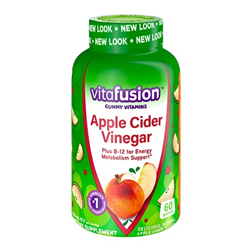 Vitafusion Apple Cider Vinegar Gummy Vitamins, 500mg Apple Cider Vinegar per serving plus B Vitamins, 60ct (30 day supply), Natural Apple Cider Flavor from America’s Number One Gummy Vitamin Brand