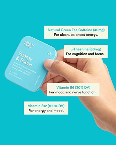 Neuro Gum Energy and Focus | Nootropic Caffeine + L-theanine + B Vitamins | Sugar Free + Gluten Free + Non GMO + Vegan | Peppermint Flavor (54 Count)