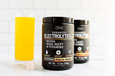 Electrolyte Powder Recovery Drink (90 Servings | Peach Mango) w Real Salt +BCAAs +B-Vitamins Sugar Free Electrolyte Supplement w Potassium Zinc & Magnesium for Hydration - Keto Electrolytes