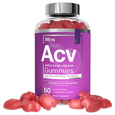 Apple Cider Vinegar Gummies from The Mother - All-Natural, Vegan ACV with Folic Acid and Vitamin B6 & B12 | by Essential Elements - 60 Count