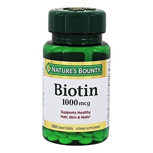 Nature's Bounty Biotin Supplement Tablets, Supports Healthy Hair, Skin and Nails, 1000mcg, Unflavored, 100 Count