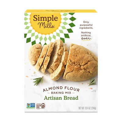 Simple Mills Almond Flour Baking Mix, Gluten Free, Made with whole foods, (Packaging May Vary), (Pack of 1) Artisan Bread Mix, 10.4 Ounce