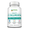 Multi Collagen Protein Capsules - 180 Collagen Capsules - Type I, II, III, V, X Collagen Pills - Proprietary Blend of Eggshell, Chicken, Wild Fish & Grass-Fed Beef Collagen Peptides - 2025mg per serv