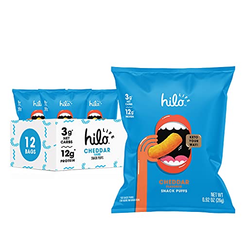 Hilo Life Low Carb Keto Friendly Snack Puffs Cheddar, 0.92 Oz, 12 Count