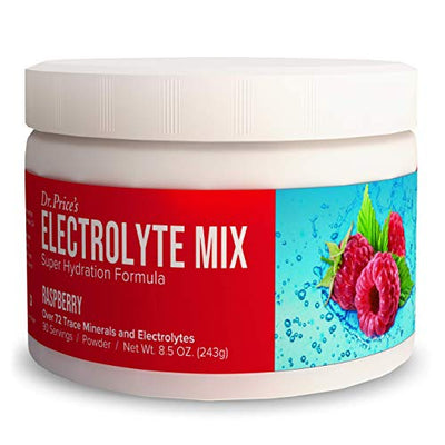 Electrolyte Mix Supplement Powder, 90 Servings, 72 Trace Minerals, Potassium, Sodium, Electrolyte Replacement Keto Drink | Raspberry Flavor | Dr. Price's Vitamins, No Sugar, Vegan, Non-GMO