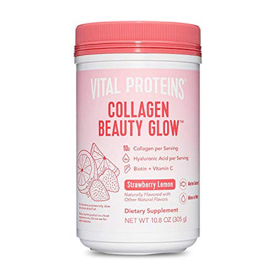 Vital Proteins Collagen Beauty Glow, Marine-Based Collagen Peptides Supplement - 10g of Collagen Per Serving - Hyaluronic Acid & Biotin & Vitamin C - Strawberry Lemon 10.8oz