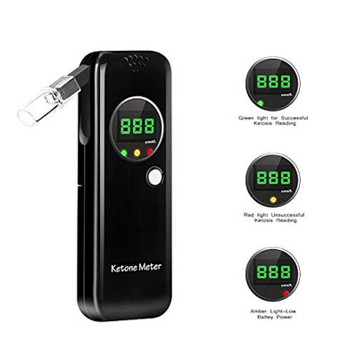 Ketosis Breath Analyzer, Digital LCD Keto Meter Breathalyzer with 10pcs Mouthpieces-Black