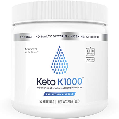 Keto K1000 Electrolyte Powder | Raw Mineral Flavor | Hydration Drink Mix Supplement | Boost Energy & Beat Leg Cramps | No Maltodextrin, No Sugar, No Stevia | 50 Servings