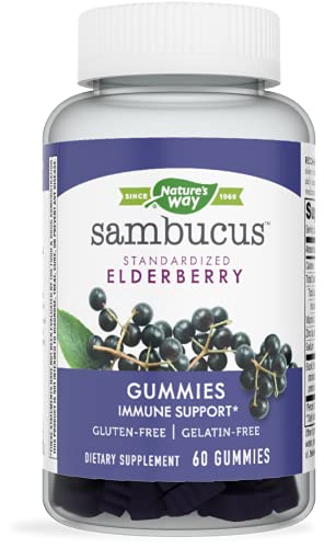 Nature’s Way Sambucus Elderberry Gummies, Immune Support Gummies*, Black Elderberry with Vitamin C and Zinc, 60 Gummies
