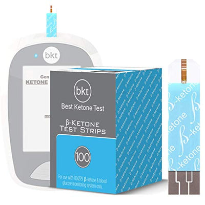 BKT Ketone Strips 100ct Vial for Any TD-4279 Blood Meter • 100% Compatible with BKT Meters and Original Keto-Mojo TD-4279 Bluetooth & Non-Bluetooth Meters