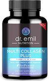 Dr. Emil Nutrition Multi Collagen Plus Pills to Support Hair, Skin, Nails, Joints, & Gut Health - Premium Hydrolyzed Collagen Supplement Containing Type I, II, III, V, X Collagen Peptides