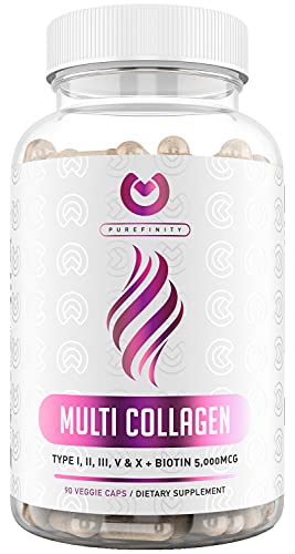 Collagen Peptides Pills - Types I,II,III,V & X with Biotin & Hyaluronic Acid – Supports Anti-Aging, Healthy Hair, Skin, Bones & Nails - Keto & Paleo Friendly Hydrolyzed Protein – 90ct.