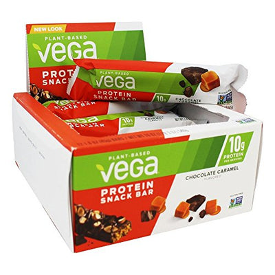 Vega Protein Snack Bar, Chocolate Caramel - Vegan Protein Bars, Plant Based, Vegetarian, Dairy Free, Gluten Free, Soy Free, Non GMO (12 Count)