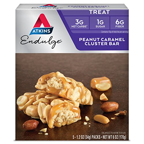 Atkins Endulge Treat Peanut Caramel Cluster Bar. Rich & Decadent Treat. Keto-Friendly. (5 Bars)