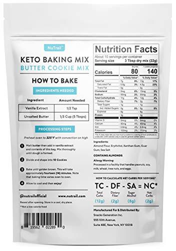 NuTrail™ - Keto Shortbread Butter Cookies Baking Mix | Low Carb Snacks & Food - Only 2g Net Carb Per Cookie - Gluten Free & No Added Sugar, Healthy Diabetic Friendly Cookie Snack Dessert (Makes 10 Large Cookies)