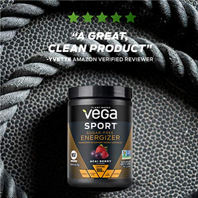 Vega Sport Sugar Free Energizer, Straweberry Lemonade, Pre Workout Powder for Women and Men, Supports Energy and Focus, Electrolytes, Vegan, Keto, Gluten Free, Dairy Free, Non GMO (35 Servings)