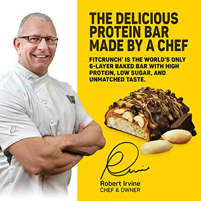 FITCRUNCH Chef Robert Irvine's Whey Protein Bars, 18 Count Chocolate Peanut Butter