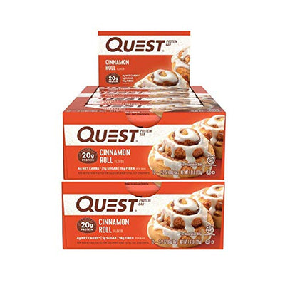 Quest Nutrition Protein Bar Cinnamon Roll. Low Carb Meal Replacement Bar with 20 gram Protein. High Fiber, Gluten-Free (24 Count)