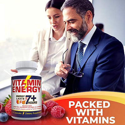 Vitamin Energy® Pills - Energy Lasts up to 7+ Hours, Keto Friendly, Green Tea, Raspberry Ketones, L-Carnitine, 0 Carbs, 0 Sugar 30-ct Pills.