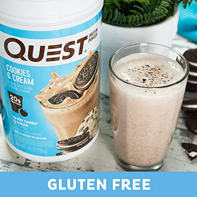 Quest Nutrition Cookies & Cream Protein Powder, High Protein, Low Carb, Gluten Free, Soy Free, 25.6 Ounce (Pack of 1)