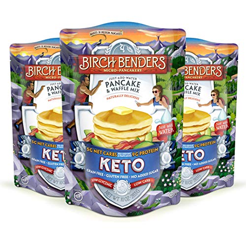 Keto Pancake & Waffle Mix by Birch Benders, Low-Carb, High Protein, Grain-free, Gluten-free, Low Glycemic, Keto-Friendly, Made with Almond, Coconut & Cassava Flour, Just Add Water, 3 Pack (10oz each)