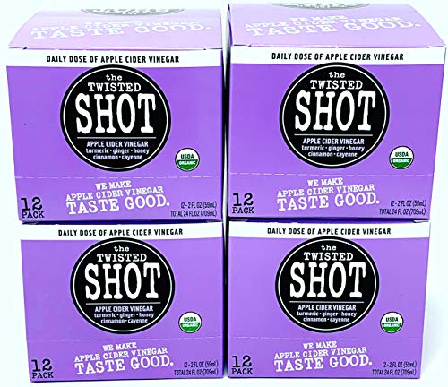 The Twisted Shot | Organic Apple Cider Vinegar Shots with Turmeric, Ginger, Cinnamon, Honey & Cayenne | Immunity Boost | Wellness | Digestive Aid | Improve Metabolism | Detox | 48-Pack of 2oz Shots