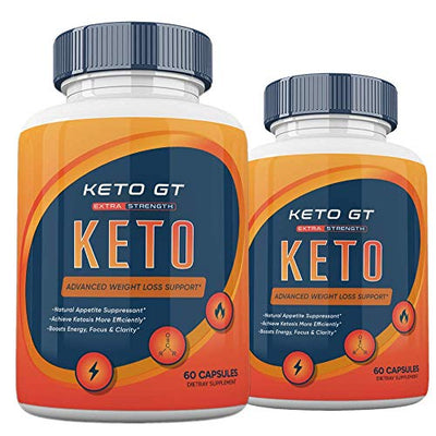 (2 Pack) Official Keto GT Advanced Weight Loss Formula, Keto GT Pills, Keto BHB - 120 Capsules, 2 Months Supply