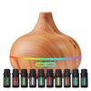 Pure daily care Ultimate Aromatherapy Diffuser& Essential Oil Set - Ultrasonic Diffuser&Top 10 Essential Oils - 400ml Diffuser with 4 Timer & 7 Ambient Light Settings - Therapeutic Grade - Lavender